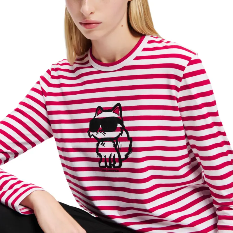 KARL LAGERFELD / Karl Lagerfeld Jeans Ikon Stripe print T shirt-4