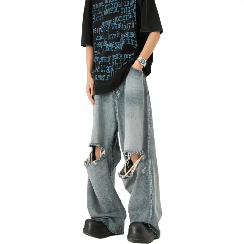 WARNING LIGHT Jeans Unisex Light Blue-1