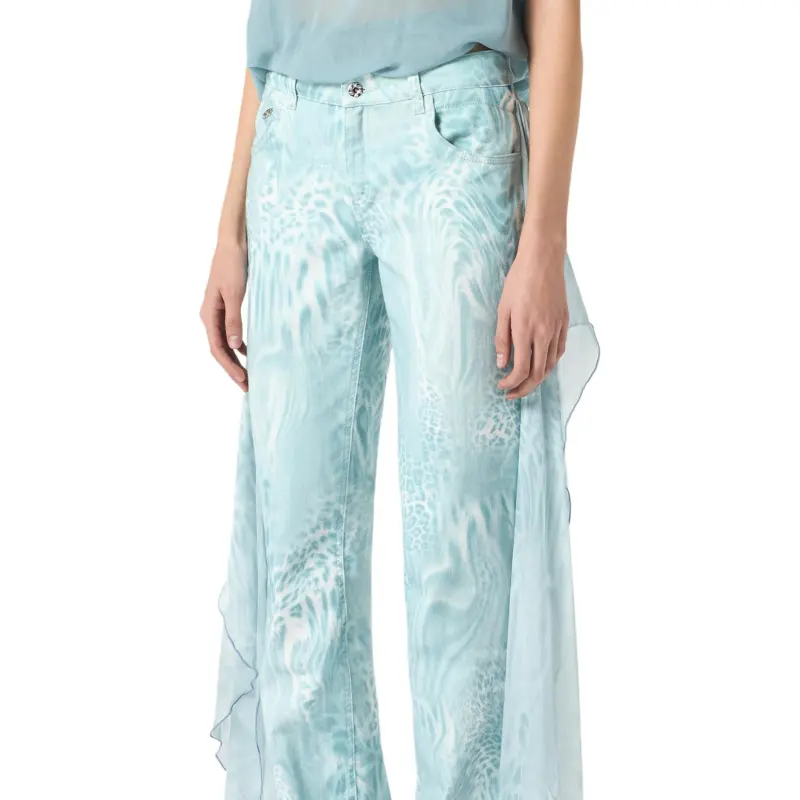 Blumarine Flounce detail Printed Jeans-4