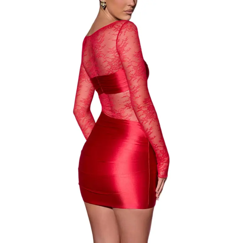 OH POLLY SS25 Eliette Long-Sleeved Dresses Women's Red/Red-2