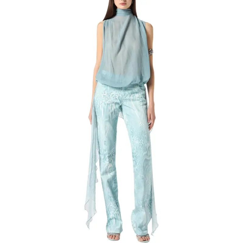 Blumarine Flounce detail Printed Jeans-1
