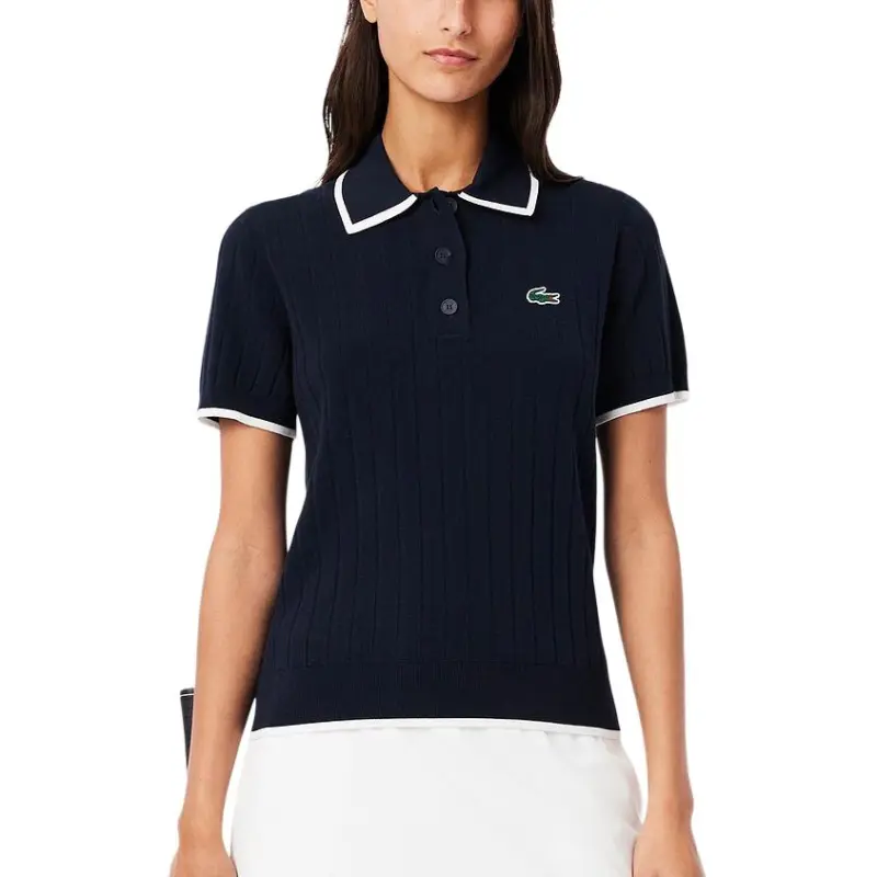 LACOSTE Polo Shirt Women's Navy Blue/White-1