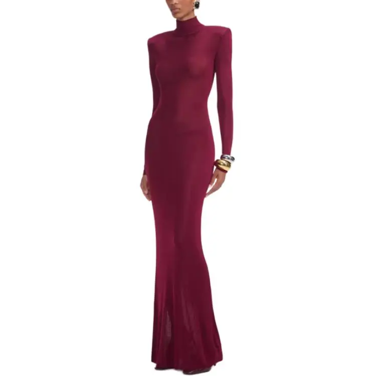 Self portrait New Year Long Sleeved Dress Women's Burgundy-3