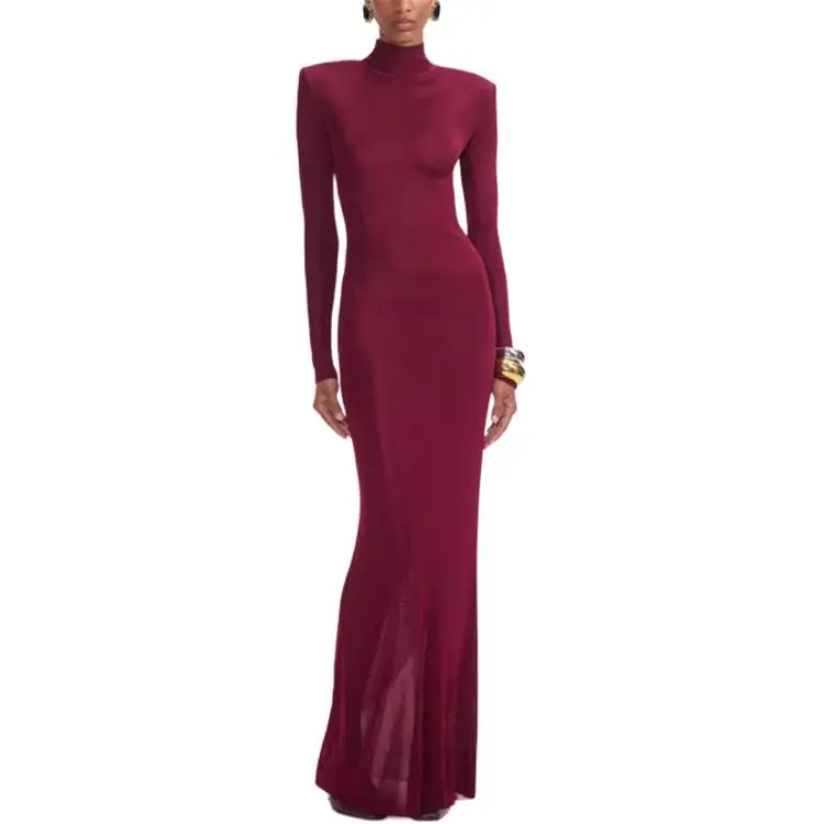 Self portrait New Year Long Sleeved Dress Women's Burgundy-1