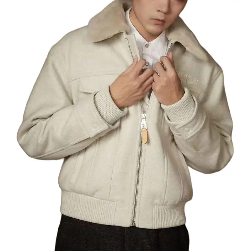 LOUIS VUITTON Wool Blouson With Shearling Collar-3