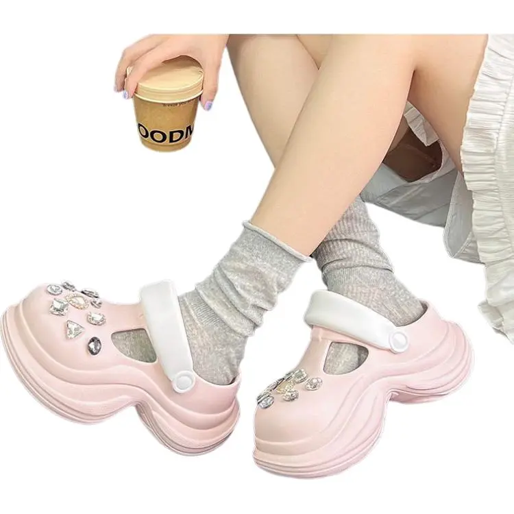 Yamada Hyakuju Women's Home Slippers White Pink, Blue White, Beige Black, Pink White-18