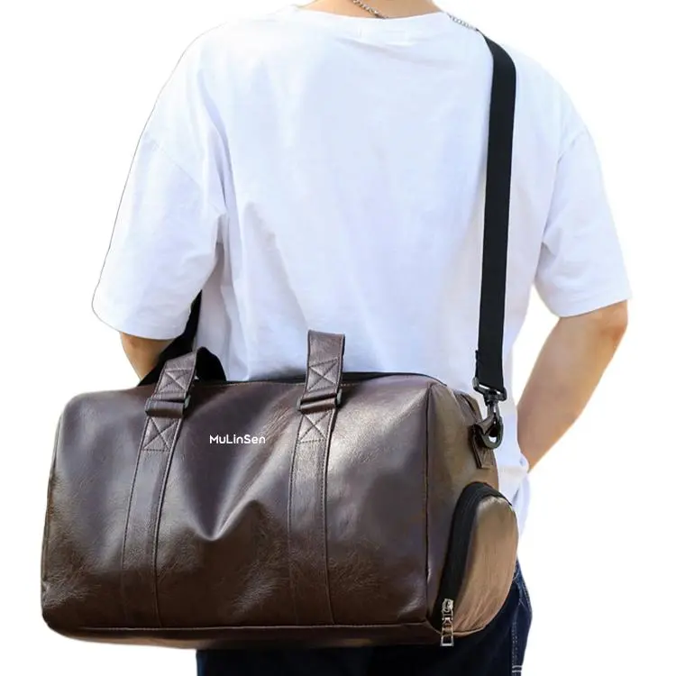 Mulinsen PU Travel Bag Men's Black/Brown-5