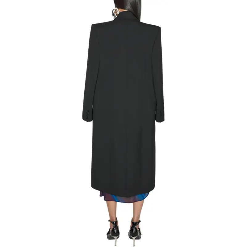 Mugler SS25 Black Double breasted Wool Coat Women's Black-1