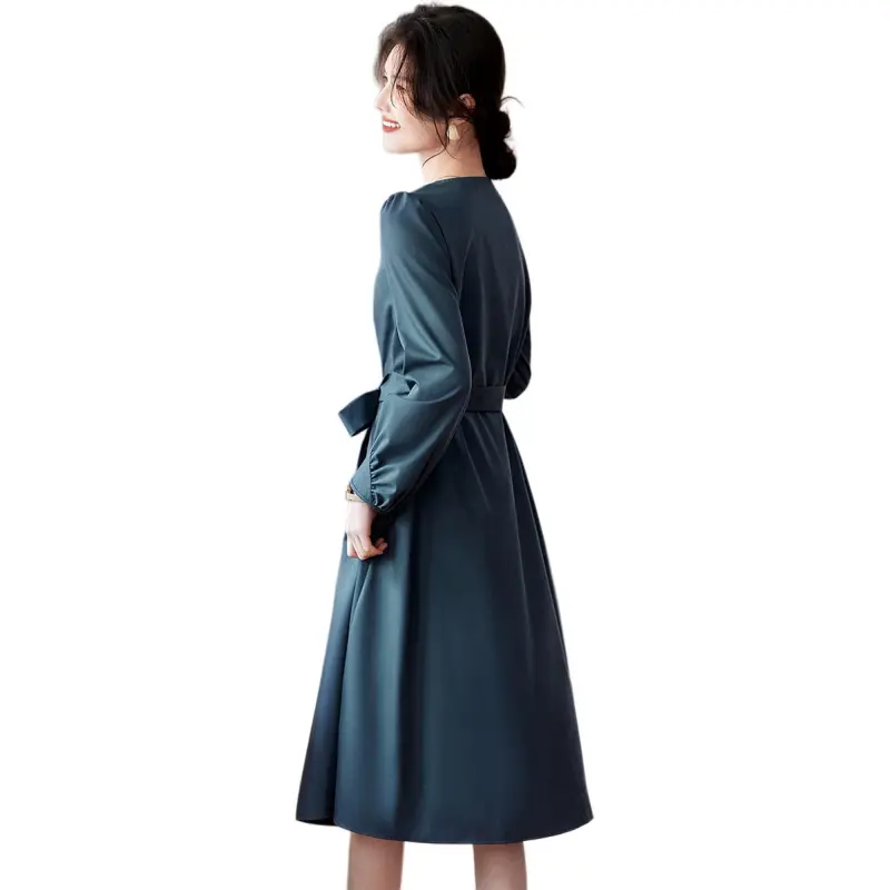 XWI Long Sleeved Dresses Women's Peacock Blue-1