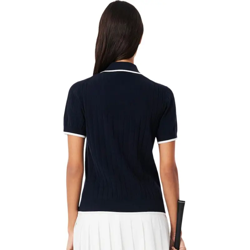 LACOSTE Polo Shirt Women's Navy Blue/White-2