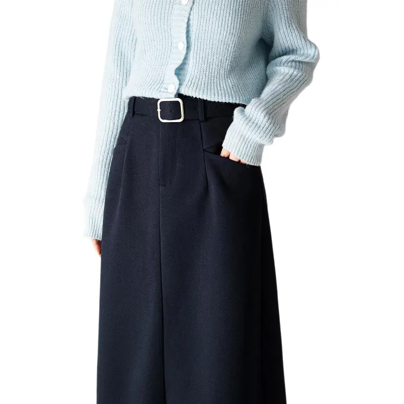Mo Han Yi Mei Casual Long Skirt Women's Dark Navy Blue-2