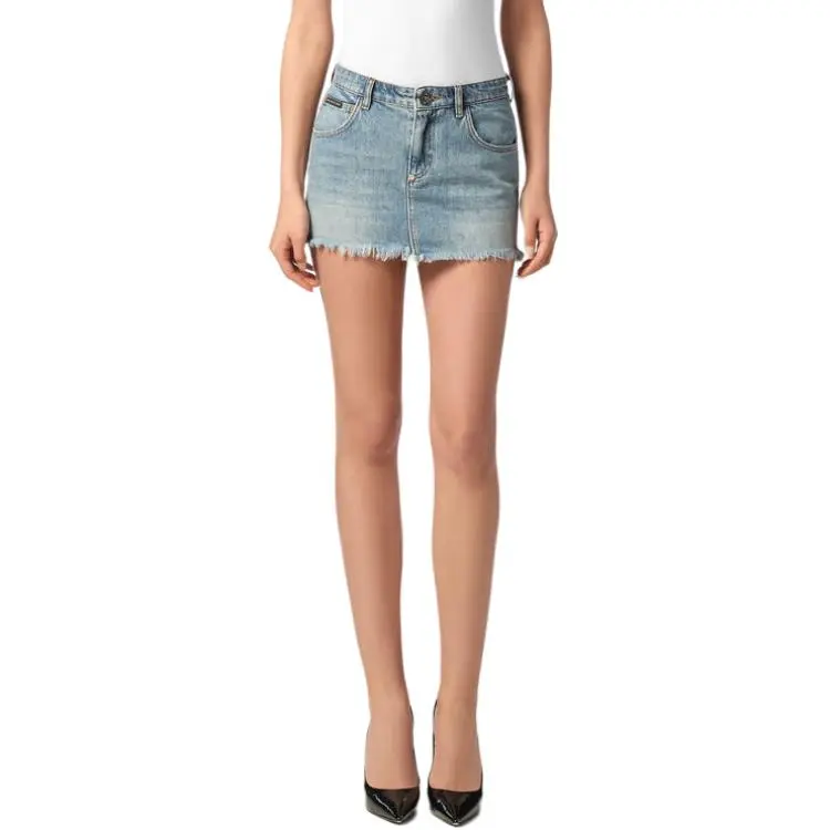 PHILIPP PLEIN Fitted Denim Skirt-1