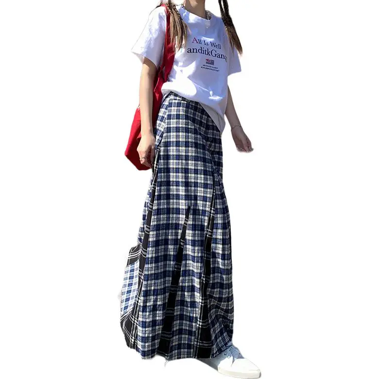 Kazakhstan Casual Long Skirts Women's Blue-0