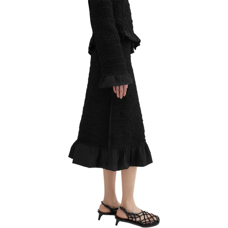 JIL SANDER Crinkled A line Midi Skirt-3