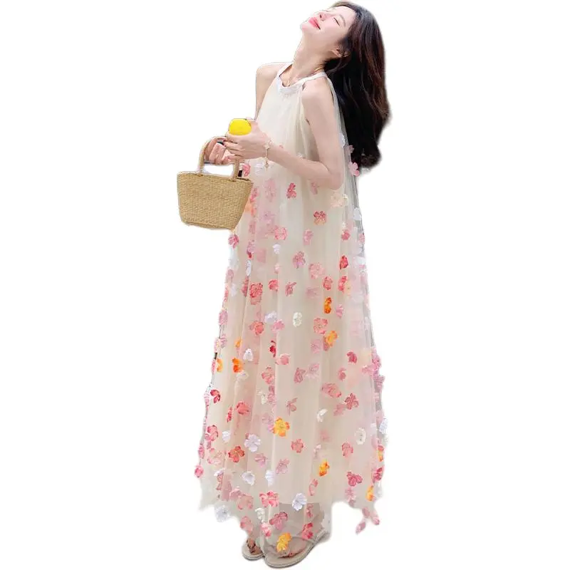 Mu Xiao Xin Sleeveless Dress Women's Apricot-1