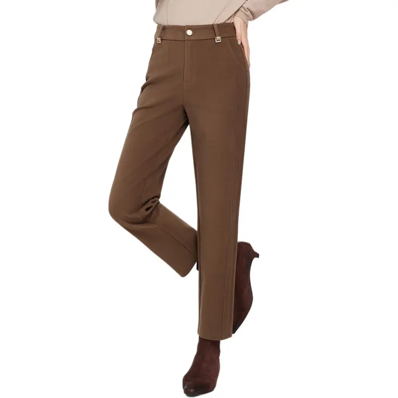 E.BECKY Casual Pants Women's Coffee-3