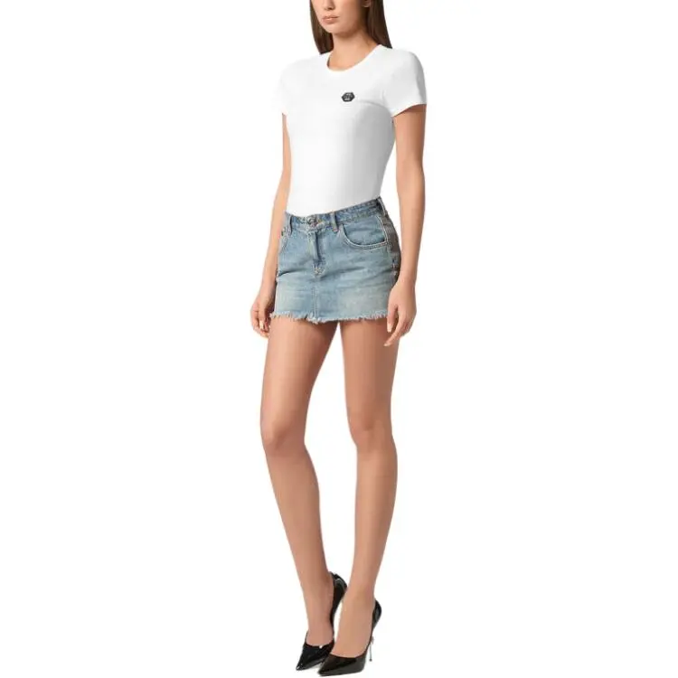 PHILIPP PLEIN Fitted Denim Skirt-3