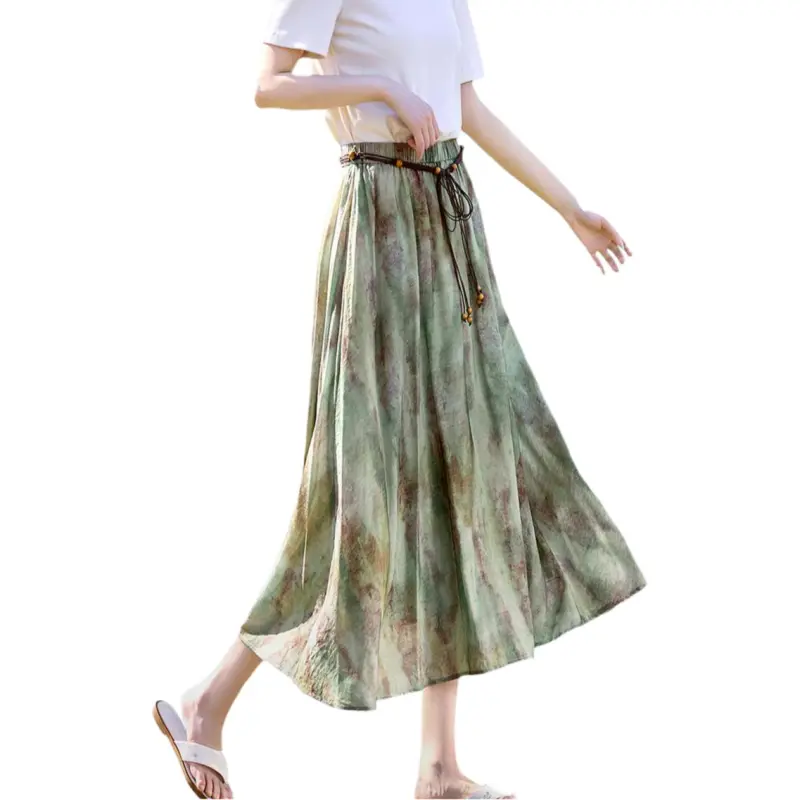 XWI Casual Long Skirts Women's Green-2
