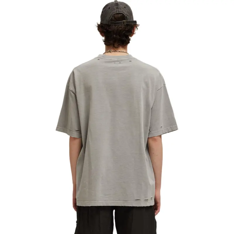 ASWZ Washable Distressed Short Sleeved T Shirts Unisex-1
