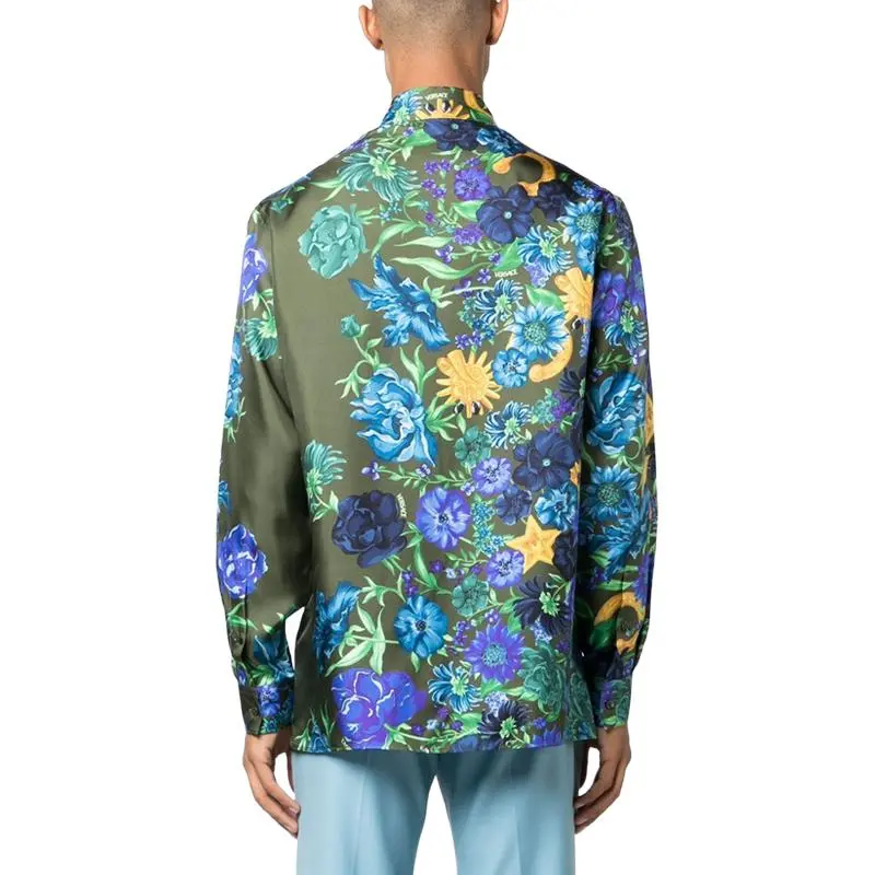 VERSACE Floral Printed Button-Up Shirt-4