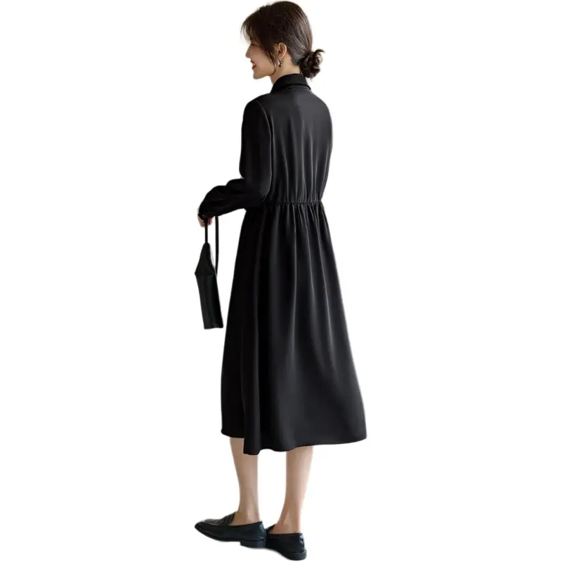 XWI Long-Sleeved Dresses Women's Beige Base With Black Floral Pattern And Black Accents-2