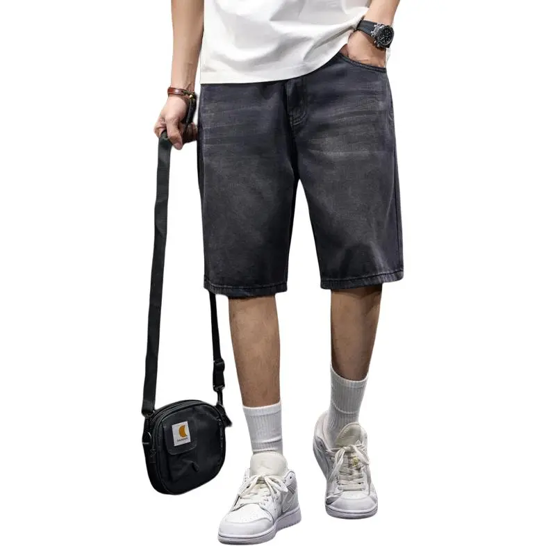BUYDAUL Denim Shorts Men Charcoal Black-1