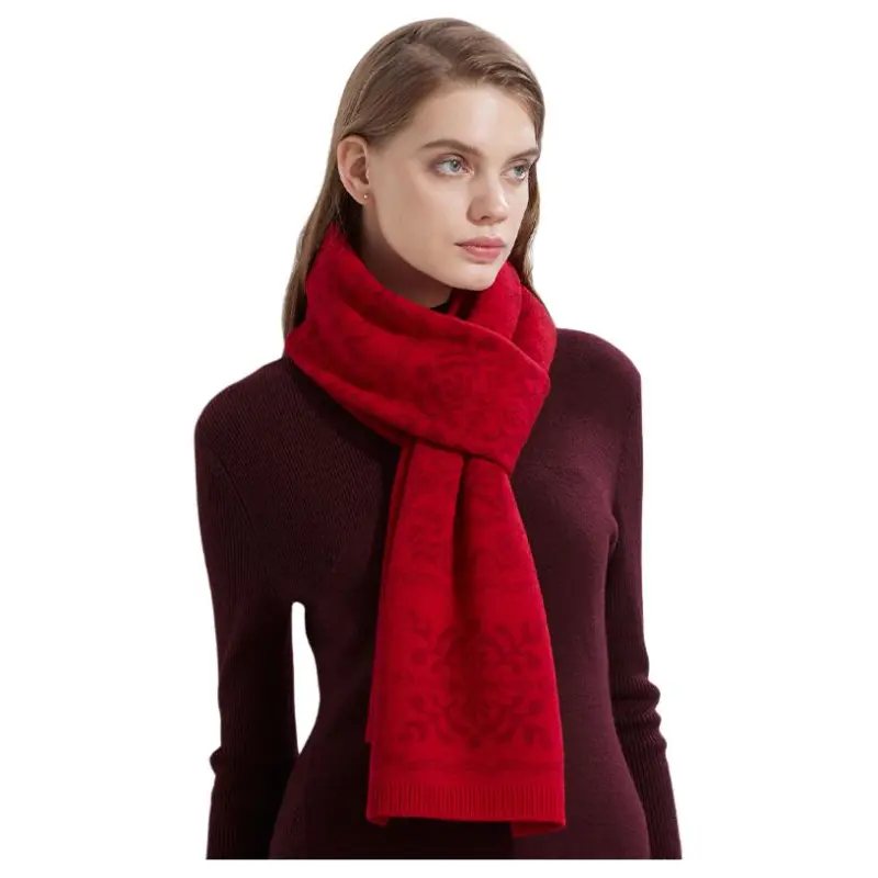H YXIANG Wool Knit Scarves Women's-2