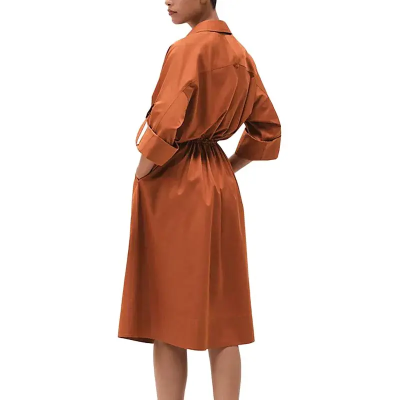 HERMES SS25 Long-Sleeved Dresses Women's Red Brown-0