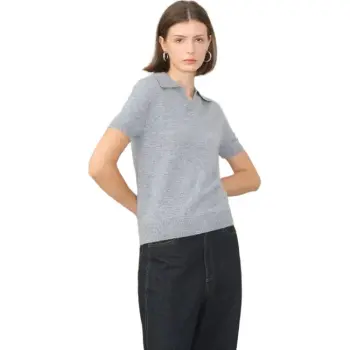 ELLIATTCOLLECTIVE Wool Cashmere Knitted Fabric Short Sleeved Polo Shirt Women's