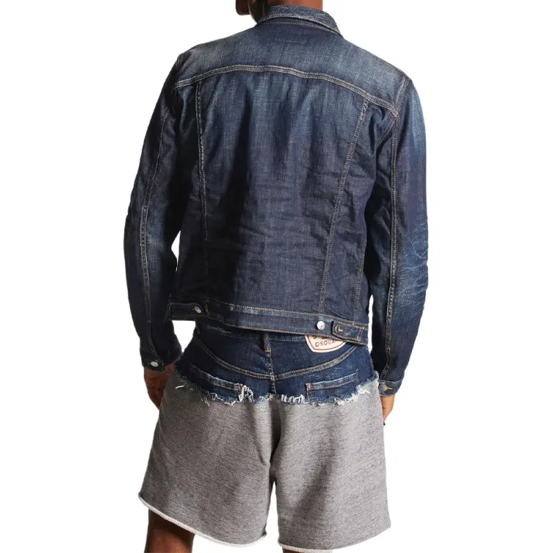 DSQUARED 2 Whiskering-Effect Distressed Denim Jacket-3