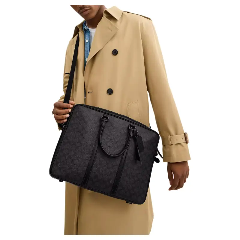COACH Coated Canvas Laptop Bag Tubas Women's Charcoal-4