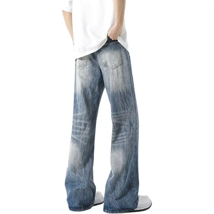 BLANC & ECLARE Casual Streetwear Straight Fit Washable Draped Trendy Mid Rise Cleanfit Jeans Unisex-8