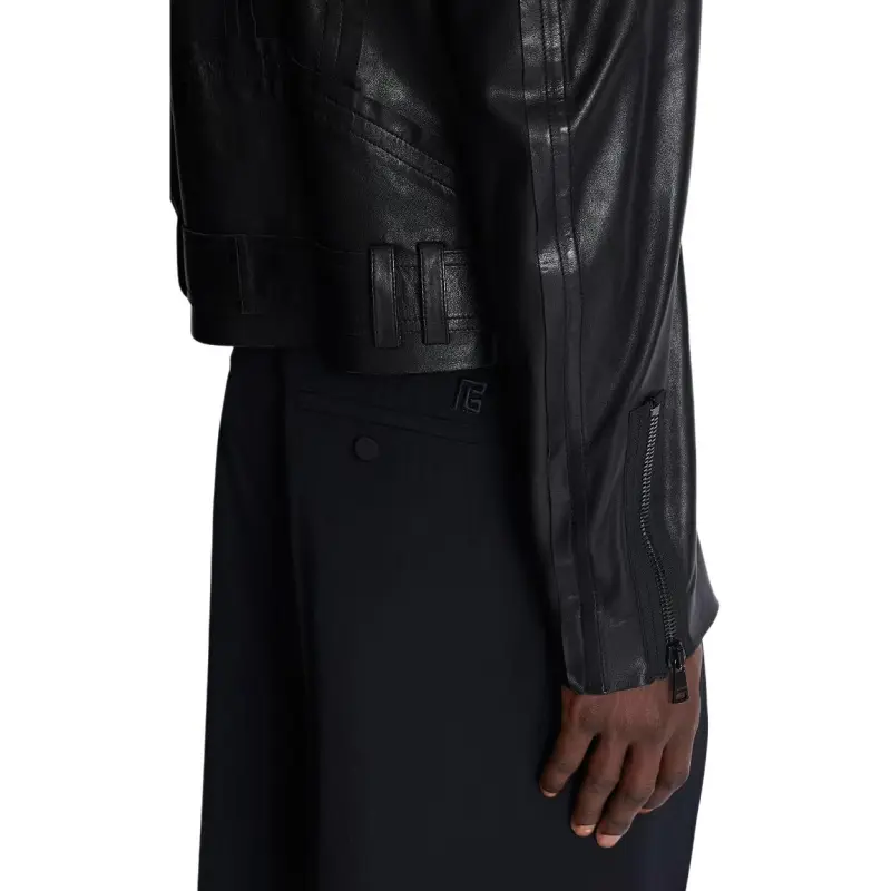 BALMAIN Leather Jacket Men's Black-7