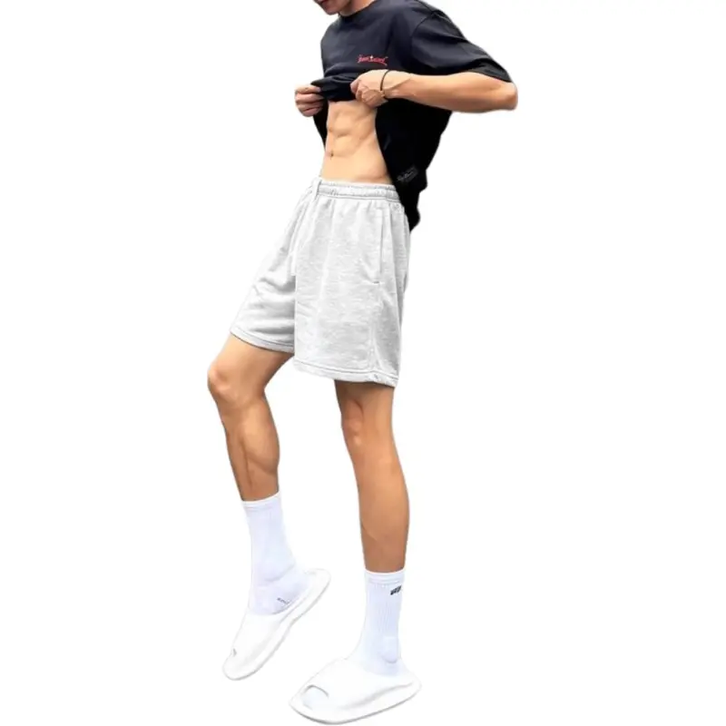 PVPVPV Casual Shorts Unisex White Heather Gray-1