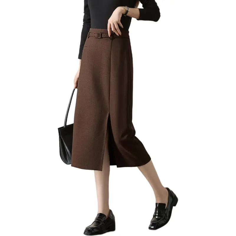 Mo Han Yi Mei Casual Long Skirts Women's Tea Umber-5