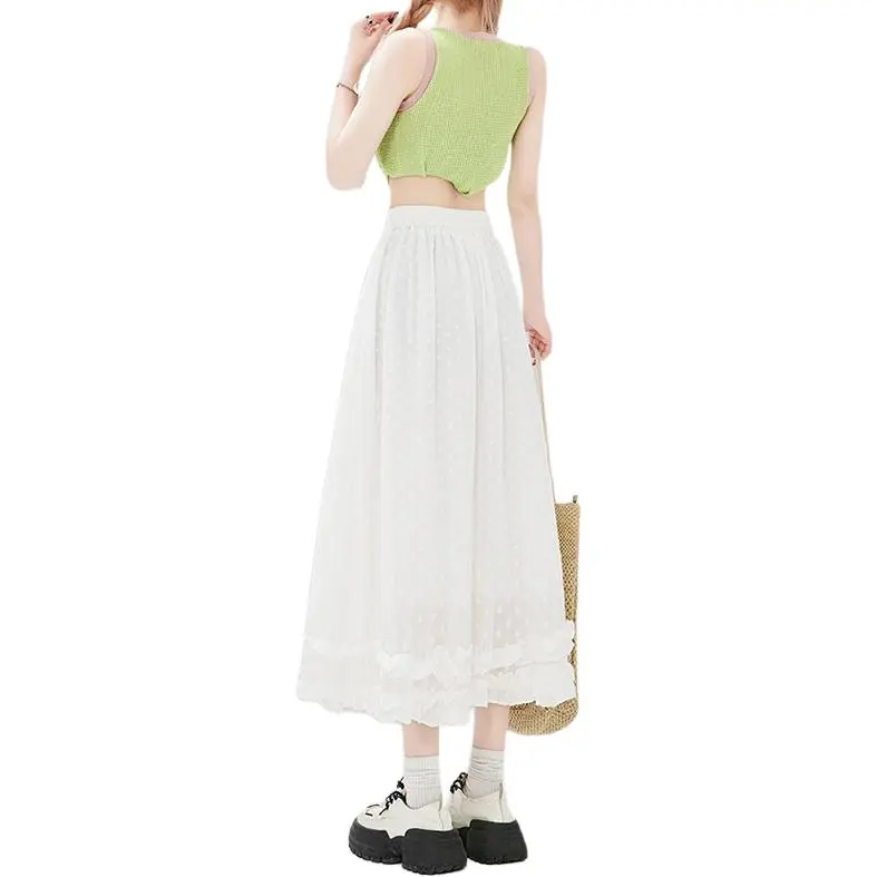 FOREVER 21 Casual Long Skirt Women's White-1