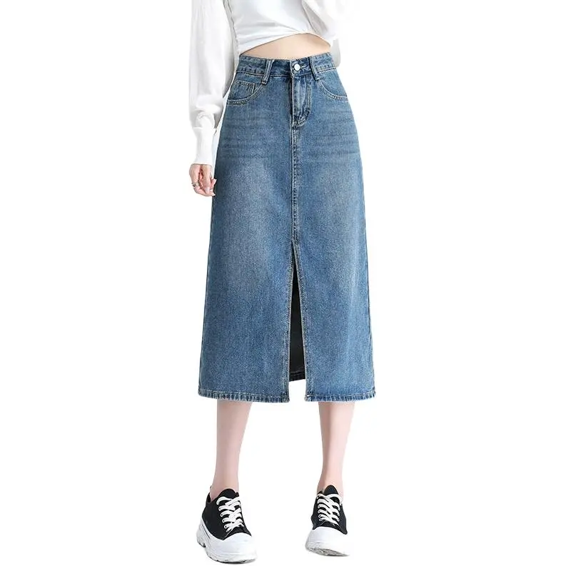 Mu Xiao Xin Denim Long Skirt Women's-4