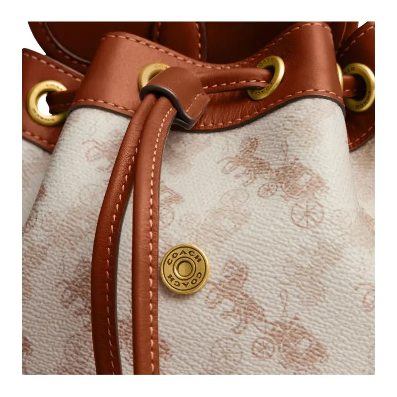 COACH Coated Canvas With Leather Backpack Small Size Women's Beige & Brown-3
