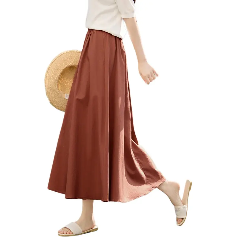 XWI Casual Long Skirt Women's Pumpkin Red-1