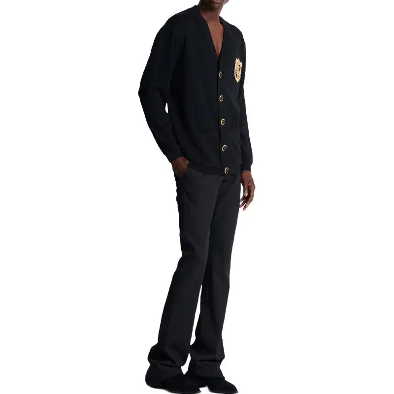 BALMAIN Embroidered Patch Knitted Cardigan-3