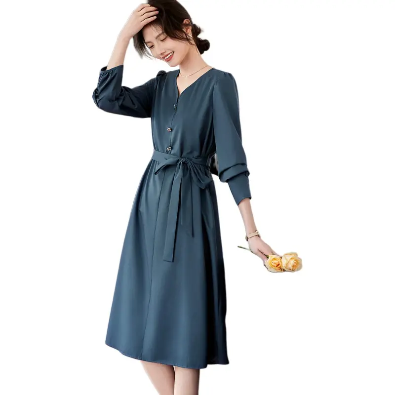 XWI Long Sleeved Dresses Women's Peacock Blue-2