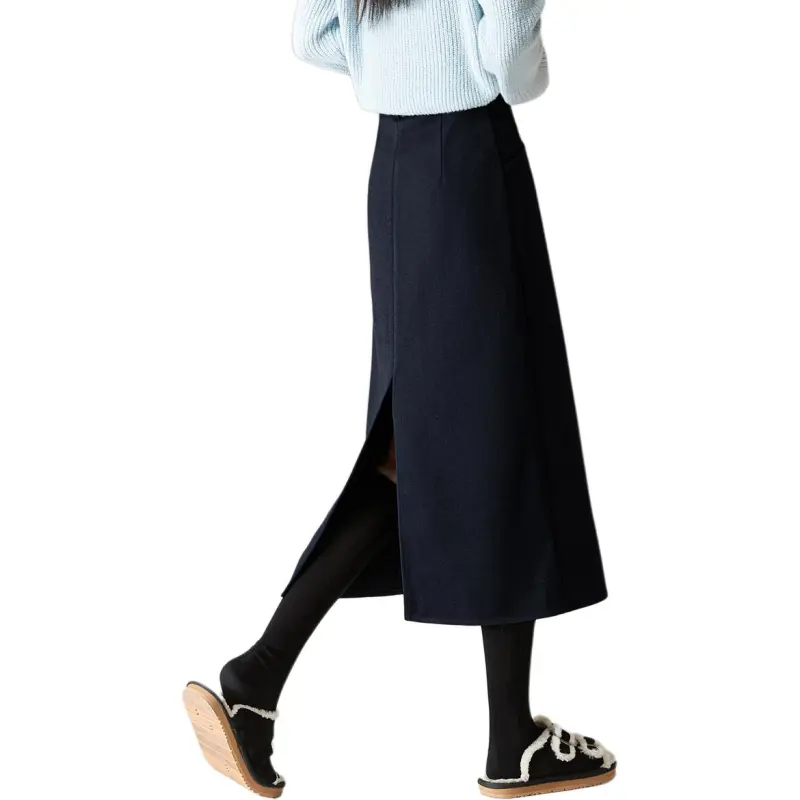 Mo Han Yi Mei Casual Long Skirt Women's Dark Navy Blue-3