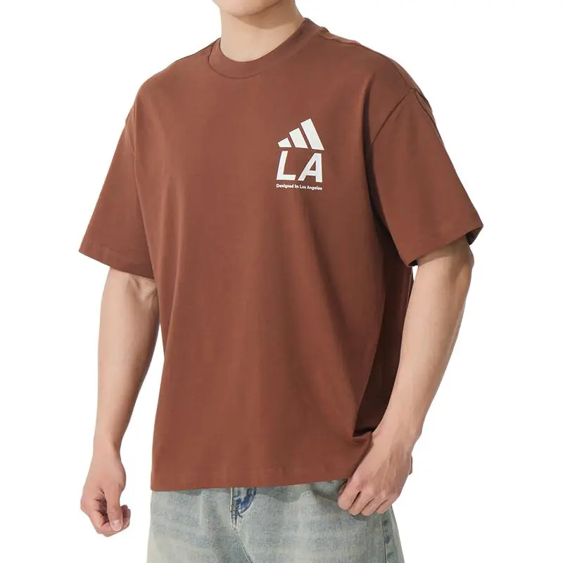 Adidas Los Angeles SS25 T Shirt Unisex Brown Red-3