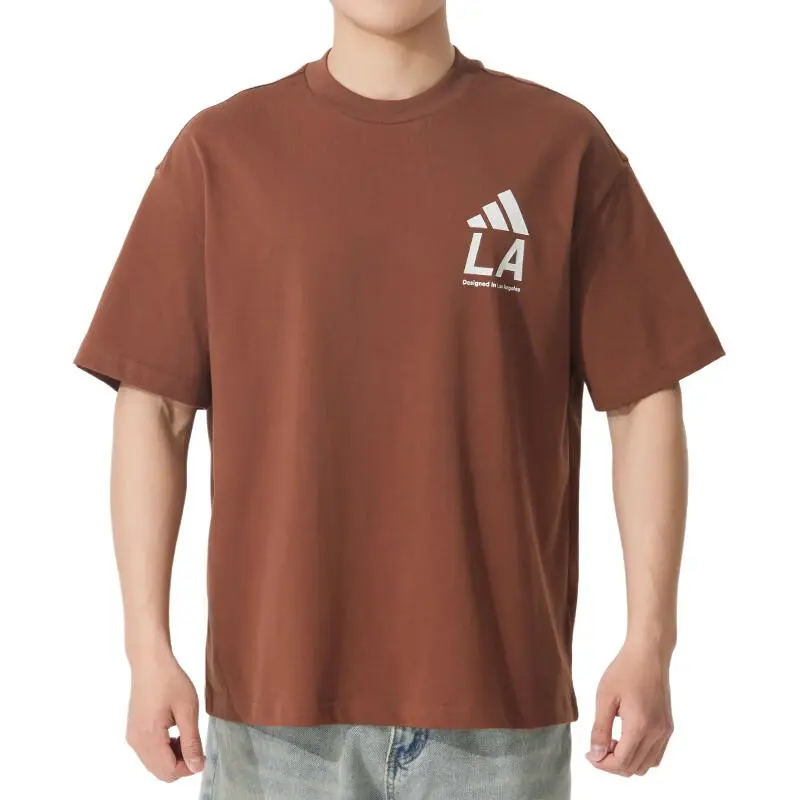 Adidas Los Angeles SS25 T Shirt Unisex Brown Red-1
