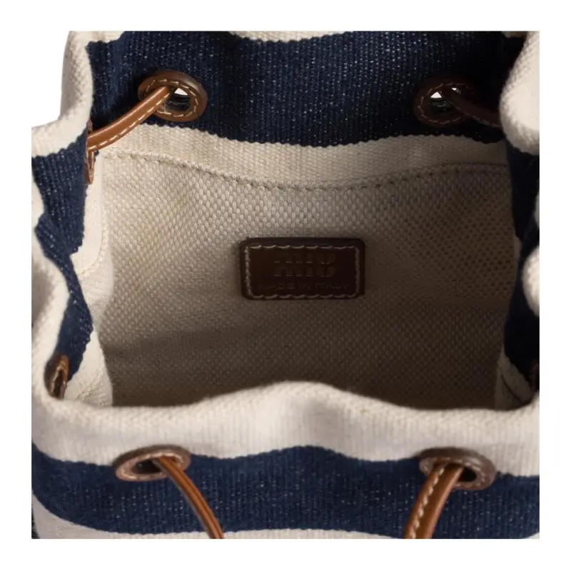 MIU MIU Cotton One Shoulder Handbag Women's Blue-2