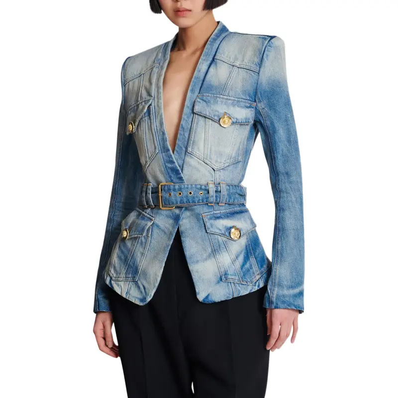 BALMAIN Denim Jacket Women's Blue-5