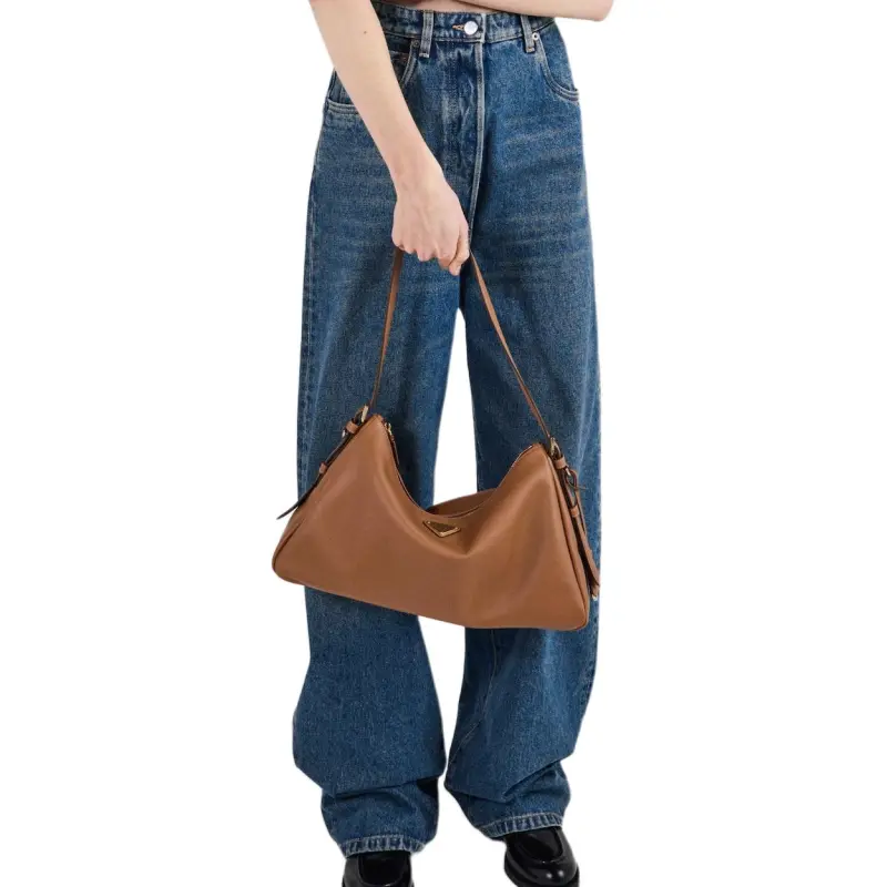 PRADA Logo Patch Wide Leg Jeans-3