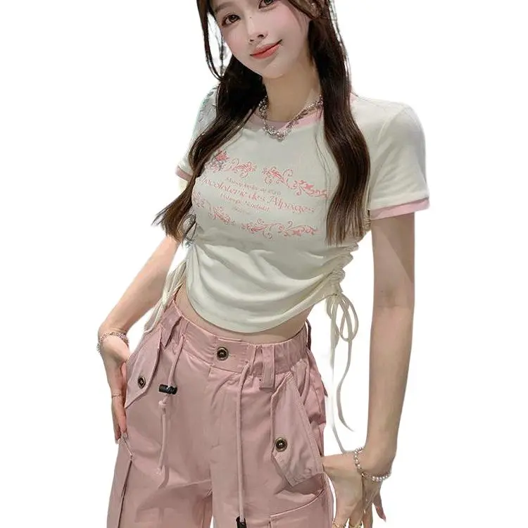 DOKZB Summer T Shirt Women's Cream Apricot-2