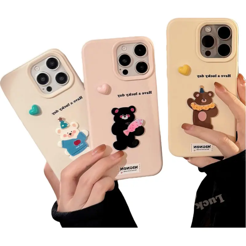 Cuttlefish Grid TPU Material INS 3D Effect Heart Animal Cartoon Phone Case Compatible With Apple 16/15/14/13/12/11-1