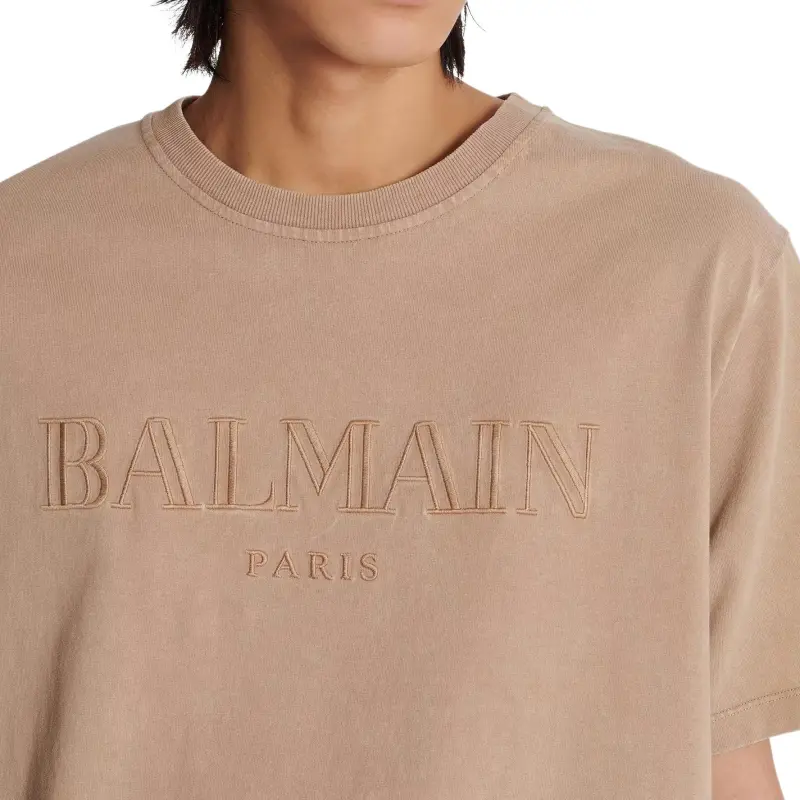 BALMAIN Logo embroidered Cotton T shirt-6